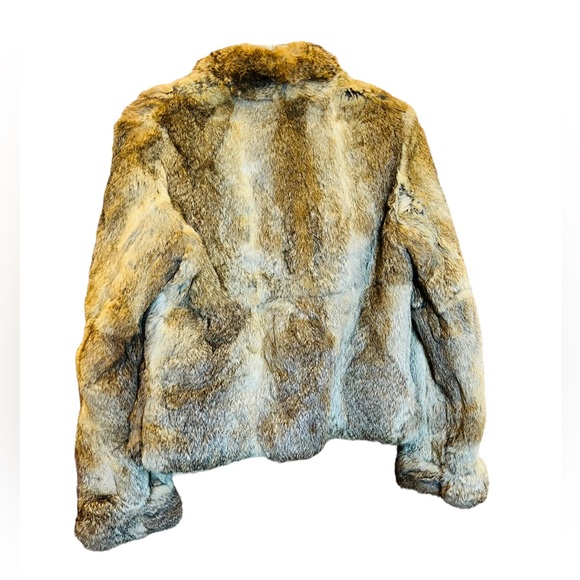 Vintage Fur Leather Jacket Coat 100% Rabbit Fur  Size M Made in Korea Preowned - Picture 3 of 7